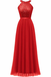 A-Line Floor Length Sequined Prom Dress CS0422 - COCOMELODY