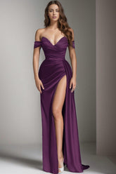 Sheath-Column Floor Length Elastic Satin Prom Dress CS0428 - COCOMELODY