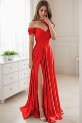 A-Line Sweep-Brush Train Silk-Like Prom Dress CS0432 - COCOMELODY