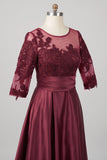 A-Line Sweep-Brush Train Satin Prom Dress CS0456