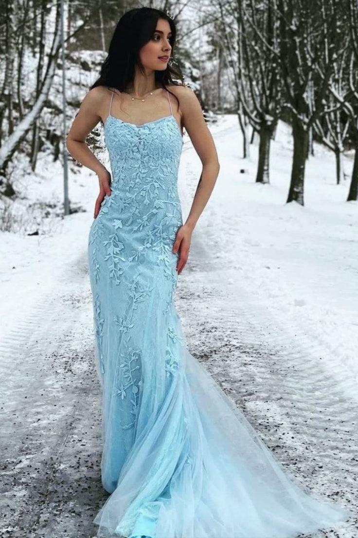 Sheath-Column Floor Length Tulle Prom Dress CS0489 - COCOMELODY