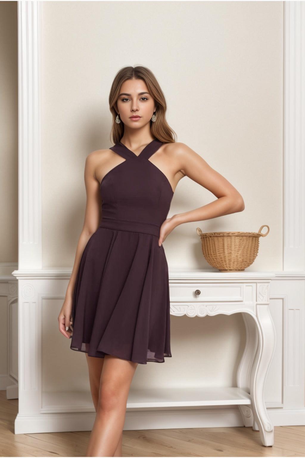 A-Line Short-Mini Chiffon Graduation Dresses CS0541 - COCOMELODY