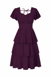 A-Line Knee Length Forged Chiffon Graduation Dresses CS0554 - COCOMELODY