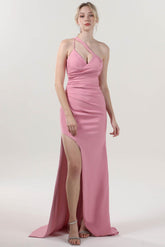 Sheath-Column Sweep-Brush Train Stretch Crepe Formal Dress CS0589 - COCOMELODY