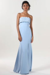 Trumpet-Mermaid Sweep-Brush Train Stretch Crepe Bridesmaid Dress CS0591BM - COCOMELODY