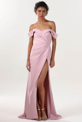 Sheath-Column Sweep-Brush Train Stretch Crepe Formal Dress CS0595 - COCOMELODY