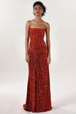 Sheath-Column Sweep-Brush Train Velvet Sequin Bridesmaid Dress CS0634BM - COCOMELODY