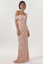 Sheath-Column Sweep-Brush Train Velvet Sequin Bridesmaid Dress CS0635BM - COCOMELODY