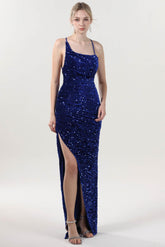Sheath-Column Maxi Velvet Sequin Formal Dress CS0637 - COCOMELODY