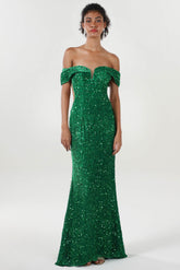 Trumpet-Mermaid Sweep-Brush Train Velvet Sequin Formal Dress CS0640 - COCOMELODY