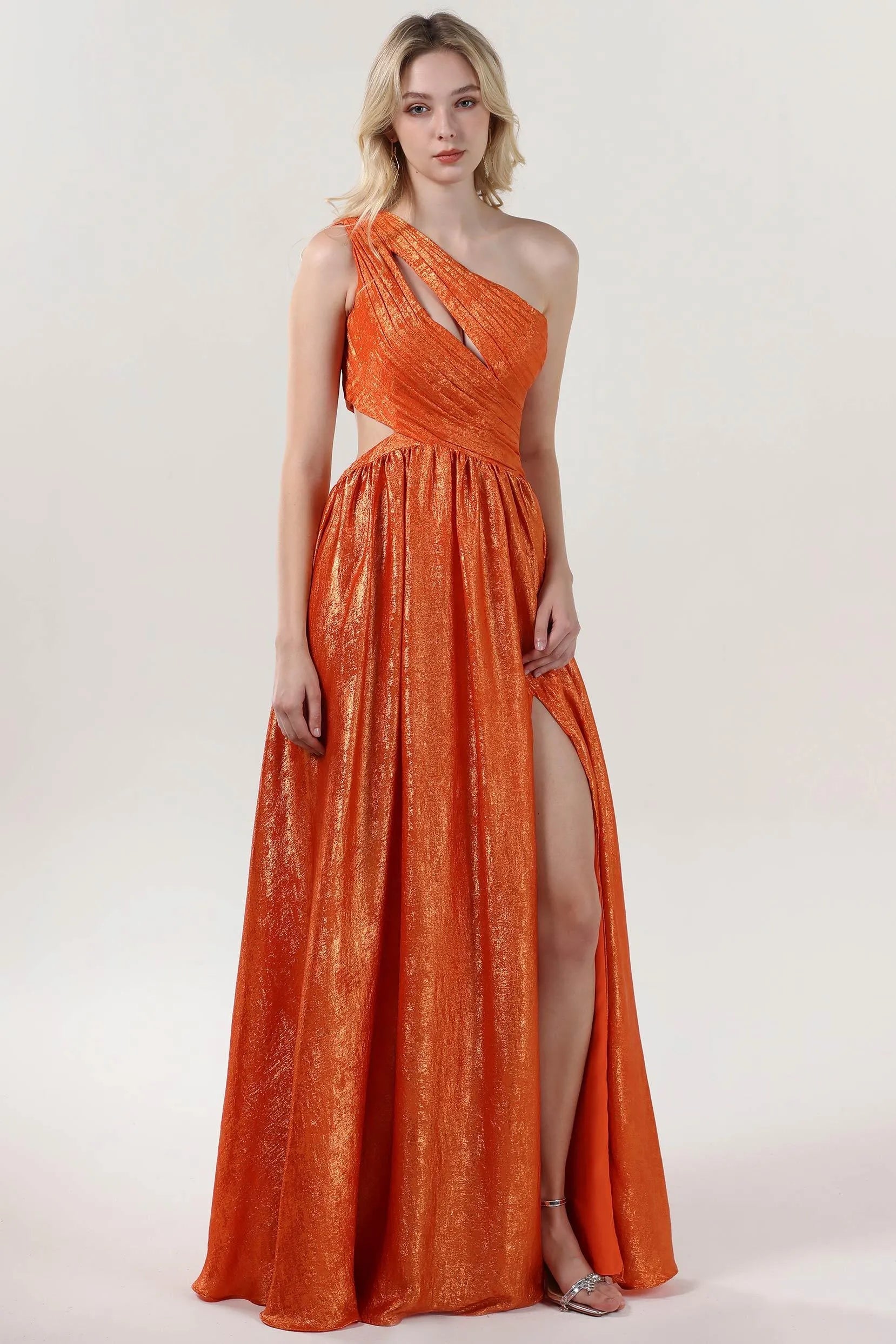 Cocmelody Orange Prom Dress Metallic Formal Dress CS0642 COCOMELODY EU Cocmelody Orange Prom Dress Metallic Formal Dress CS0642 COCOMELODY EU