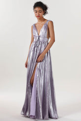 A-line Maxi Metallic Formal Dress CS0648 - COCOMELODY