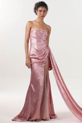 Trumpet-Mermaid Sweep-Brush Train Metallic Formal Dress CS0651 - COCOMELODY