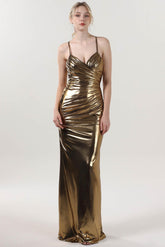 Sheath-Column Maxi Metallic Formal Dress CS0657 - COCOMELODY