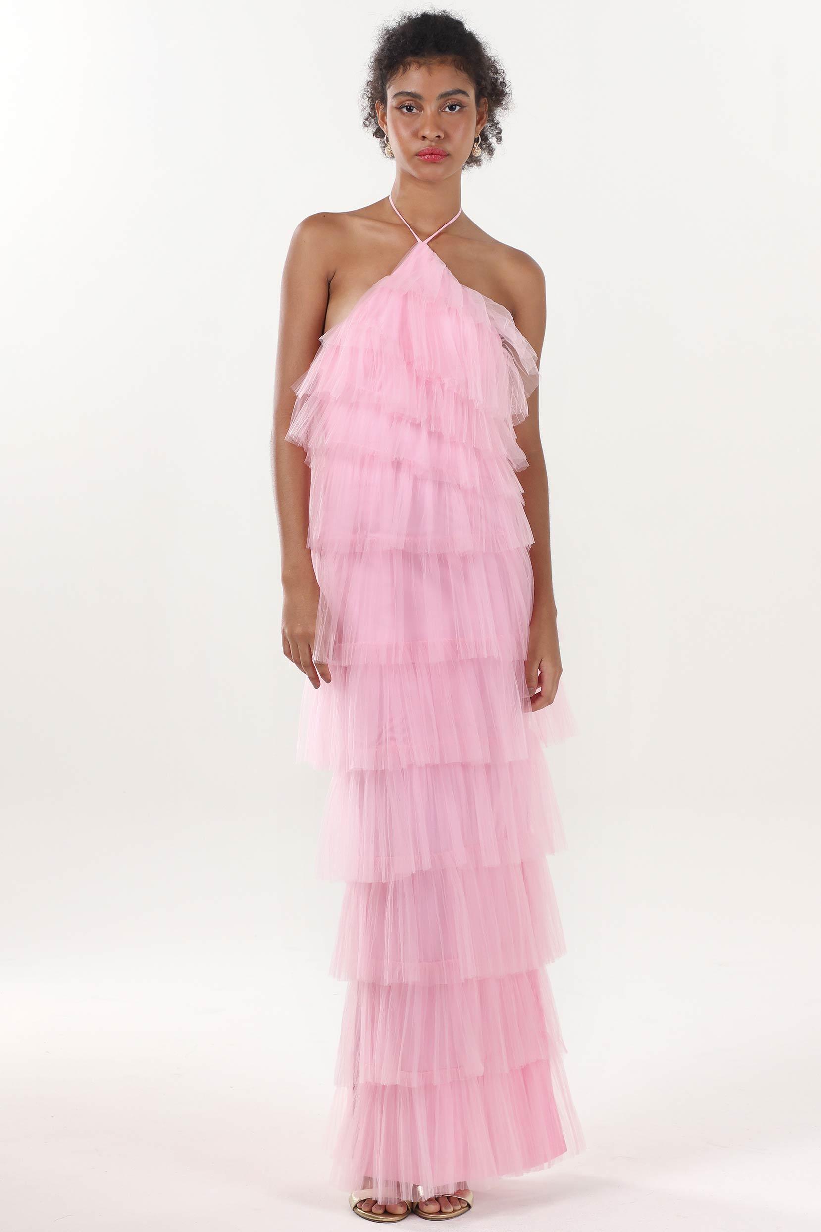 Sheath-Column Maxi Tulle Formal Dress CS0659 - COCOMELODY