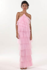 Sheath-Column Maxi Tulle Formal Dress CS0659 - COCOMELODY