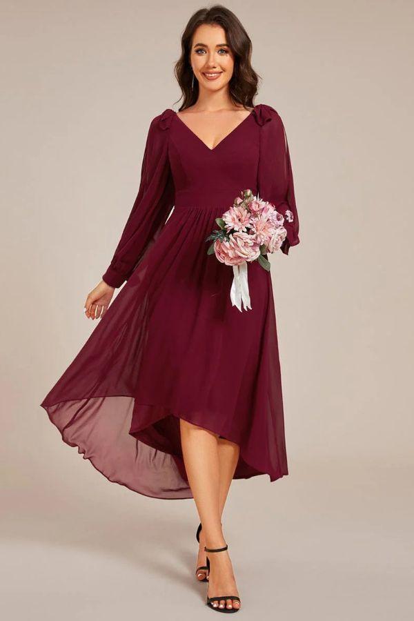 A-Line Midi Chiffon Dress CS0687 - COCOMELODY