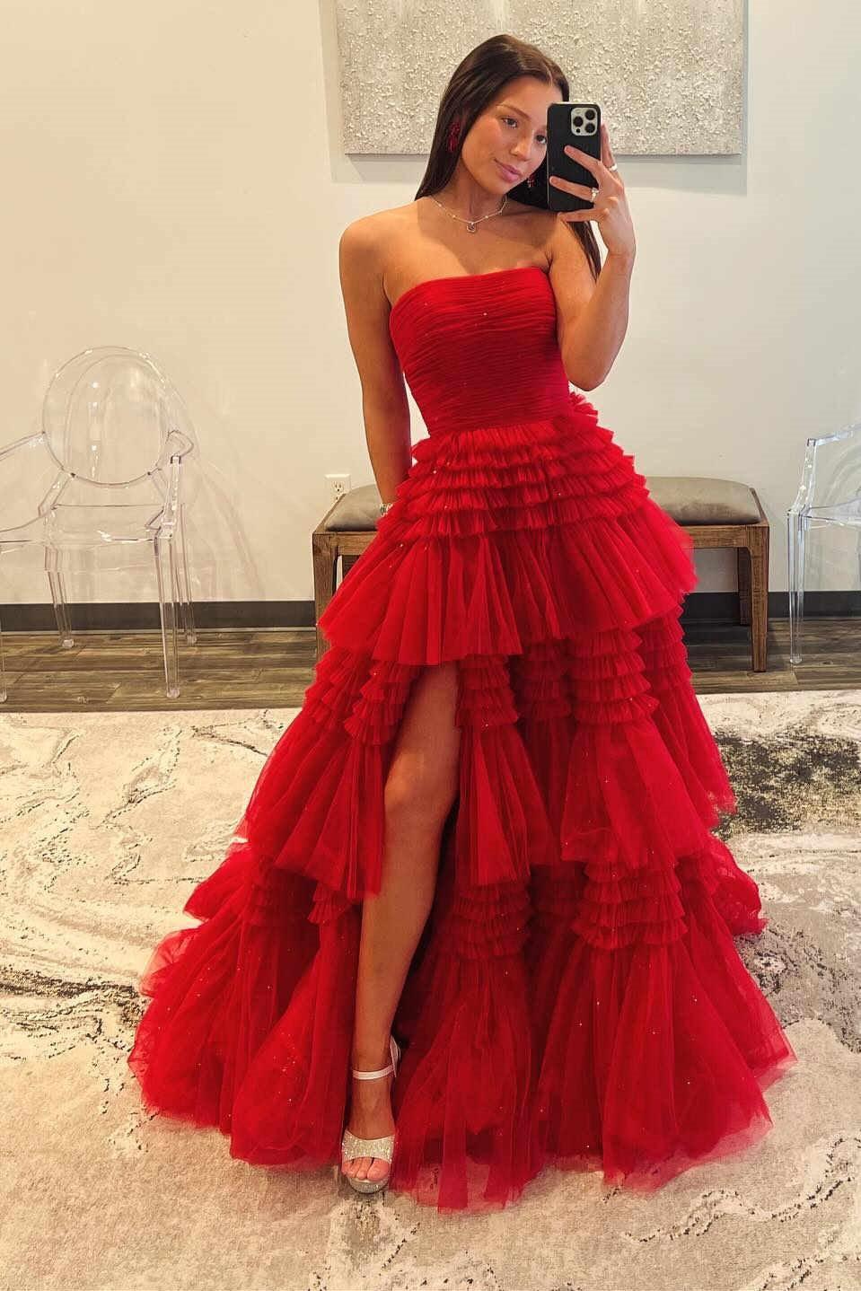 Ball Gown Court Train Tulle Prom Dress CS0700 - COCOMELODY