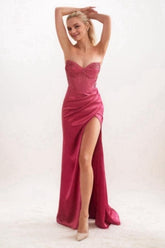 Mermaid Sweep-Brush Train Elastic Silk like Satin Prom Dress CS0709 - COCOMELODY