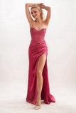 Mermaid Sweep-Brush Train Elastic Silk like Satin Prom Dress CS0709 - COCOMELODY