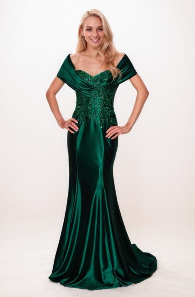Mermaid Sweep-Brush Train Elastic Silk like Satin Prom Dress CS0717 - COCOMELODY