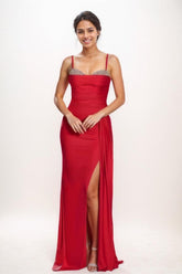 Princess Ball Gown Charmeuse Prom Dresses With Tiered Skirt CS0758 - COCOMELODY