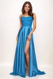 Square Neckline A-Line High Split Sweep Train Prom Dresses CS0773 - COCOMELODY