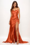 Square Neckline High Split Court Train Prom Dresses CS0775 - COCOMELODY