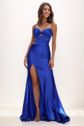 Sweetheart Cutout High Split Sweep Train Prom Dresses CS0779 - COCOMELODY
