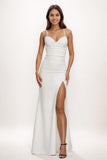 Sparkle V-Neck Jersey Prom Dresses With High Split CS0786 - COCOMELODY