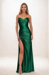 Sweetheart High Split Sweep Train Satin Prom Dresses CS0809 - COCOMELODY