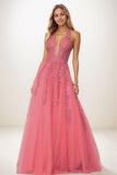 Shiny Halter Lace Illusion Corset A Line Sweep Prom Dresses CS0815 - COCOMELODY