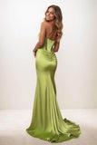 equins Sweetheart Bow(s) High Split Sweep Train Satin Prom Dresses CS0850 - COCOMELODY
