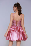 A-Line Mini Stretch Satin Homecoming Dress CS1007 - COCOMELODY