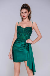 Sheath-Column Mini Stretch Satin Homecoming Dress CS1012 - COCOMELODY