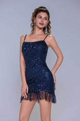 Sheath-Column Mini Sparkle Tulle Homecoming Dress CS1020 - COCOMELODY