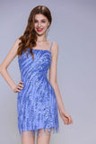 Sheath-Column Mini Sparkle Tulle Homecoming Dress CS1024 - COCOMELODY