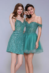 Sheath-Column Mini Sparkle Tulle Homecoming Dress CS1027 - COCOMELODY