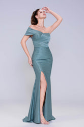 Sheath-Column Maxi Stretch Crepe Prom Dress CS1040 - COCOMELODY