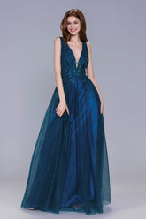 A-Line Maxi Tulle Prom Dress CS1045 - COCOMELODY