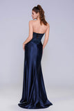 Sheath-Column Sweep-Brush Train Stretch Satin Prom Dress CS1047 - COCOMELODY