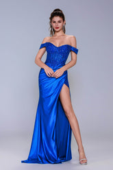 Sheath-Column Sweep-Brush Train Stretch Satin Prom Dress CS1052 - COCOMELODY