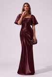 Trumpet-Mermaid Floor Length Stretch Satin Special Occasion Dress CS1077 - Wine - COCOMELODY