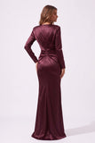 Trumpet-Mermaid Floor Length Stretch Satin Special Occasion Dress CS1078 - Wine - COCOMELODY