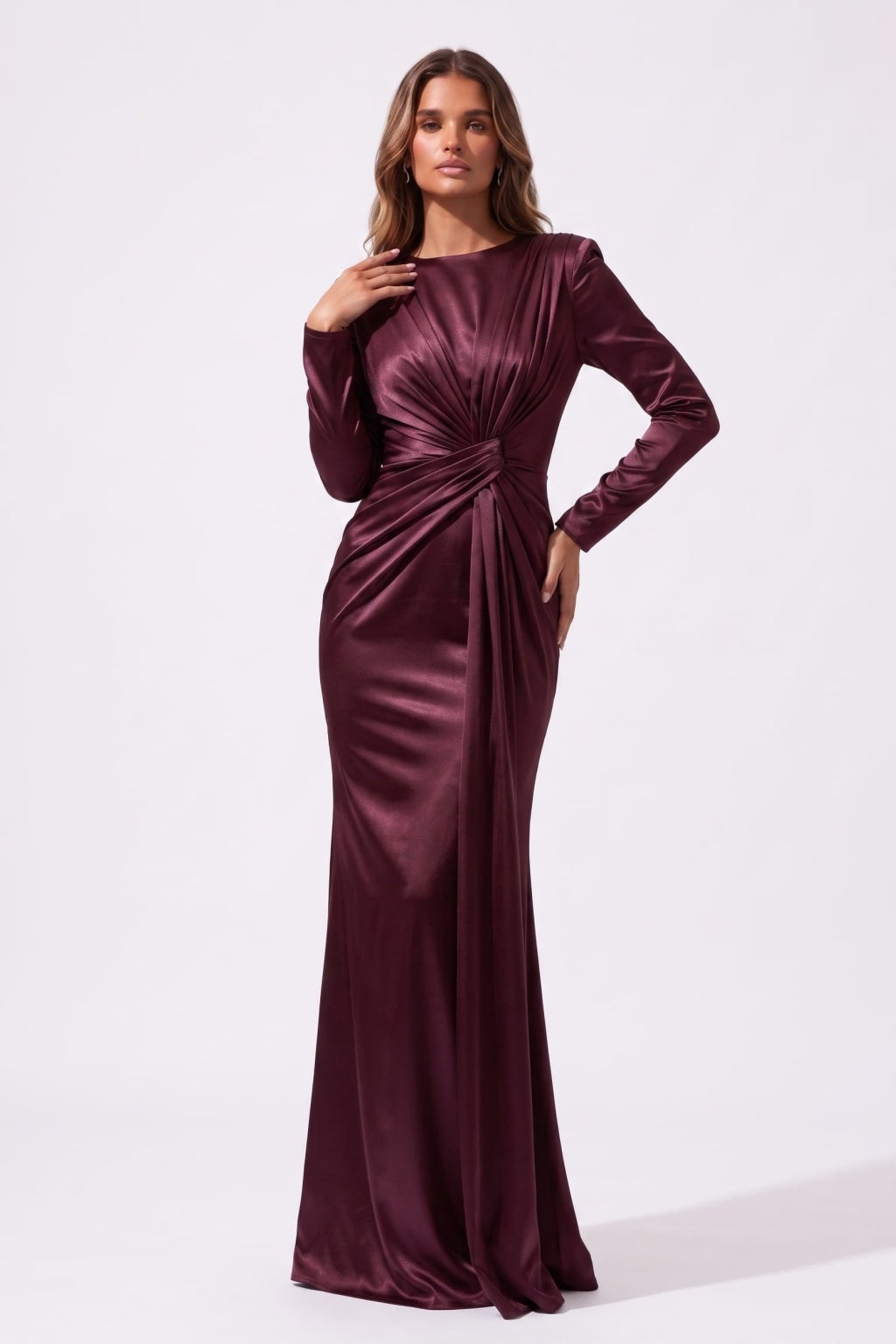 Trumpet-Mermaid Floor Length Stretch Satin Special Occasion Dress CS1078 - Wine - COCOMELODY