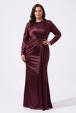 Trumpet-Mermaid Floor Length Stretch Satin Special Occasion Dress CS1078 - Wine - COCOMELODY