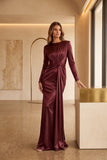 Trumpet-Mermaid Floor Length Stretch Satin Special Occasion Dress CS1078 - Wine - COCOMELODY