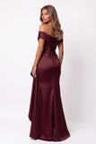Trumpet-Mermaid Floor Length Stretch Satin Special Occasion Dress CS1087 - Wine - COCOMELODY