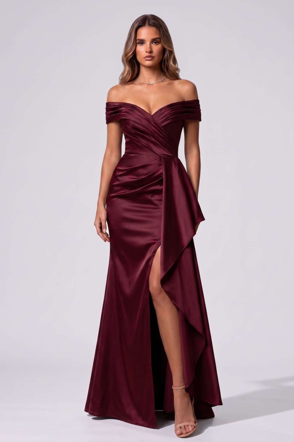 Trumpet-Mermaid Floor Length Stretch Satin Special Occasion Dress CS1087 - Wine - COCOMELODY