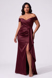 Trumpet-Mermaid Floor Length Stretch Satin Special Occasion Dress CS1087 - Wine - COCOMELODY